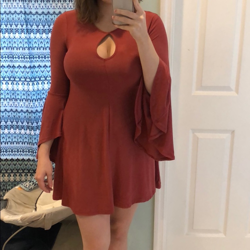 Coral Bell Sleeve Mini Dress